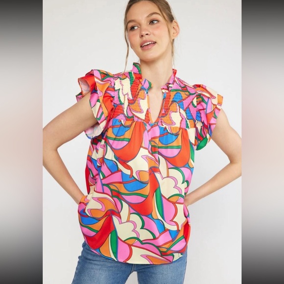 Entro Multicolor Ruffled Blouse - Picture 1 of 3